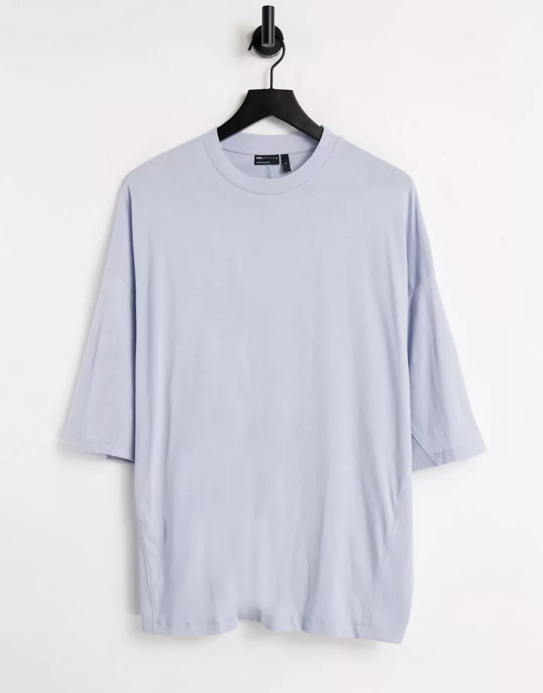 ASOS DESIGN – Lockeres T-Shirt mit gerippten Einsätzen und abgerundetem Sau günstig online kaufen