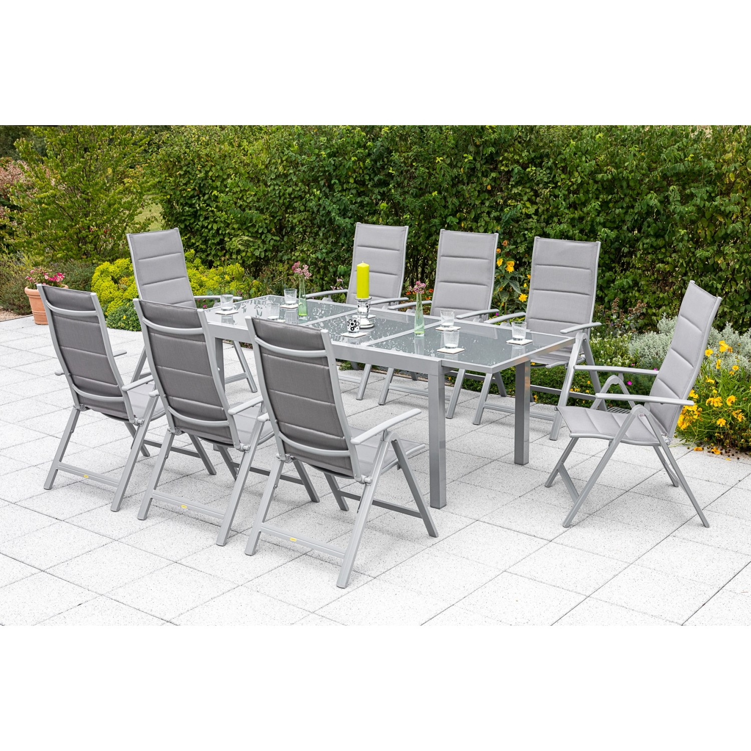 Merxx Taviano Set 9-tlg. 8 Klappsessel Gartentisch Ausziehbar 180 (240) x 1 günstig online kaufen