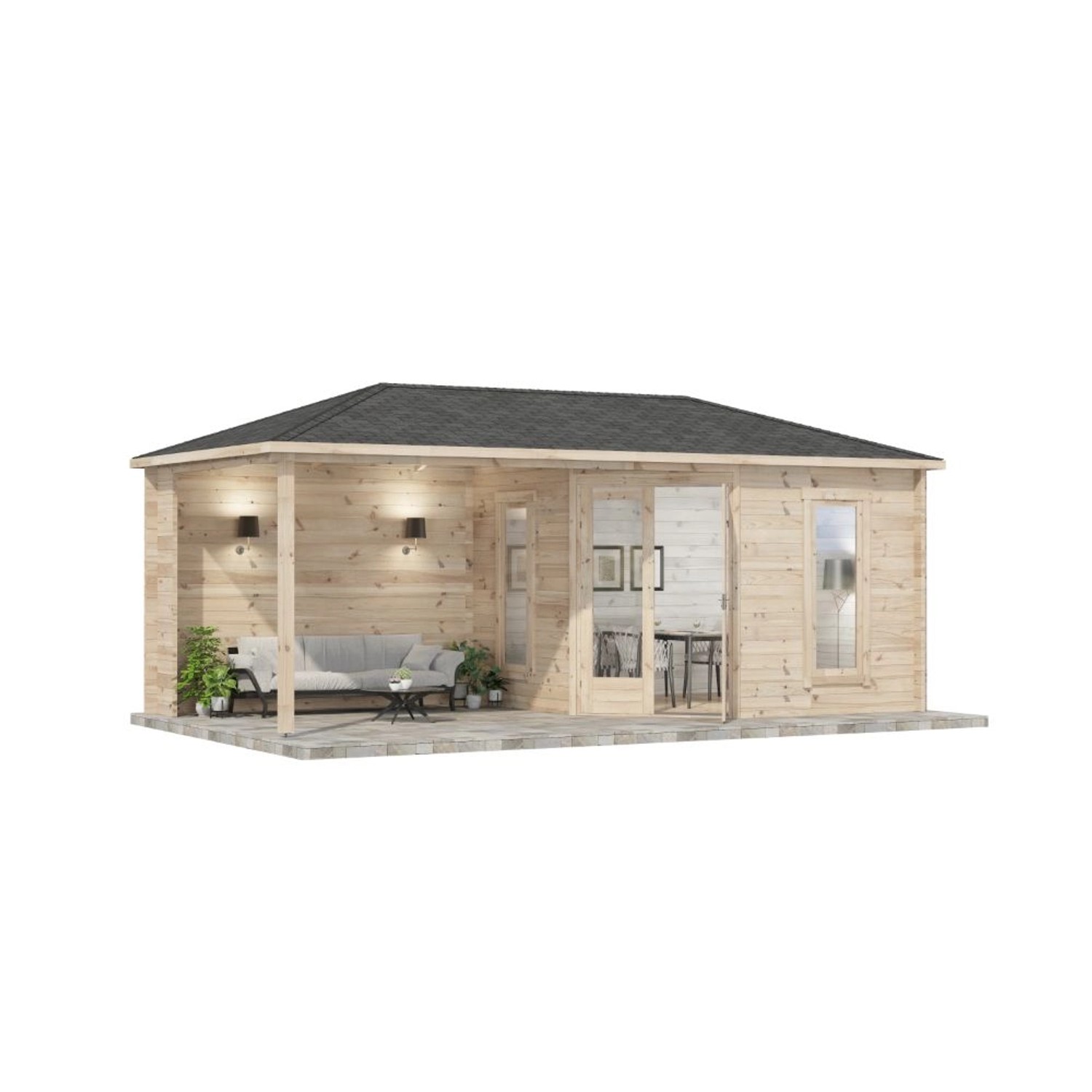 Alpholz Premium Gartenhaus-Set 5-Eck Liwa 595x300cm inkl.  Boden & Dach & A günstig online kaufen