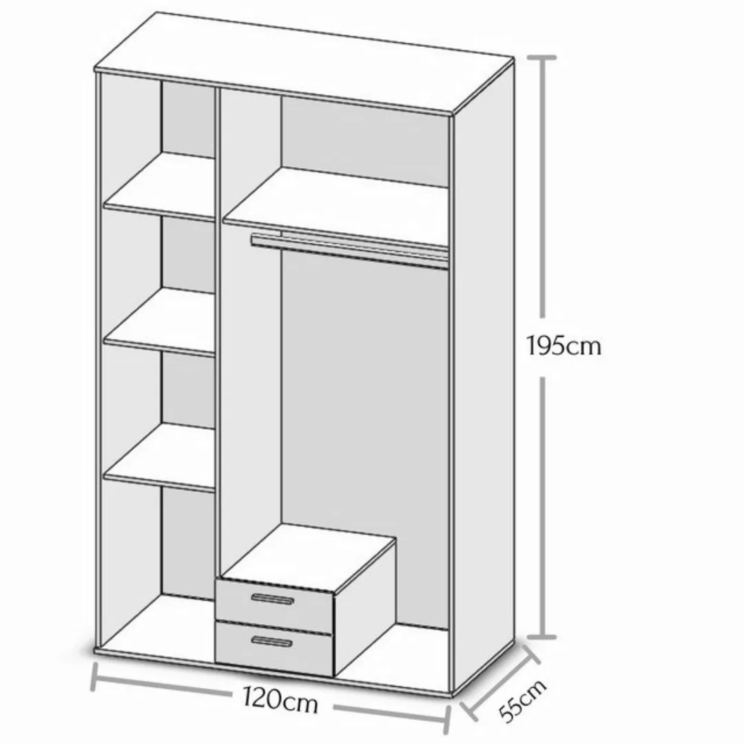 Pol-Power Kleiderschrank 120 x 197 x 53 cm (B/H/T) günstig online kaufen