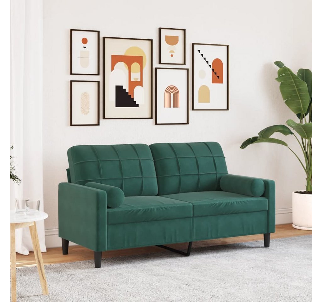 vidaXL Sofa, 2-Sitzer-Sofa mit Zierkissen Dunkelgrün 140 cm Samt günstig online kaufen