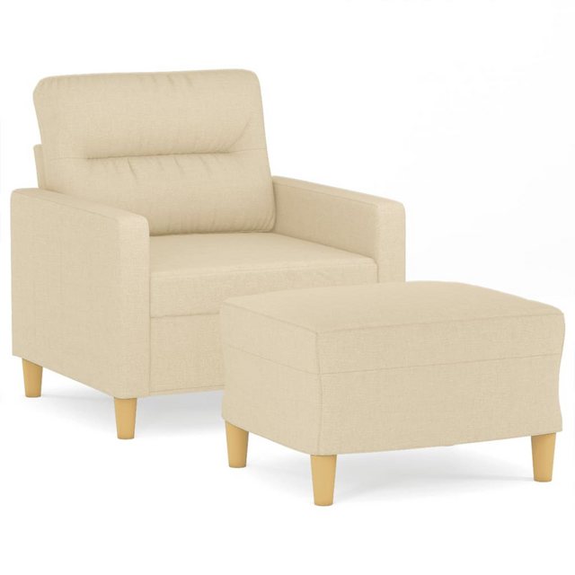 vidaXL Sofa Sessel mit Hocker 60 cm Stoff, Creme günstig online kaufen