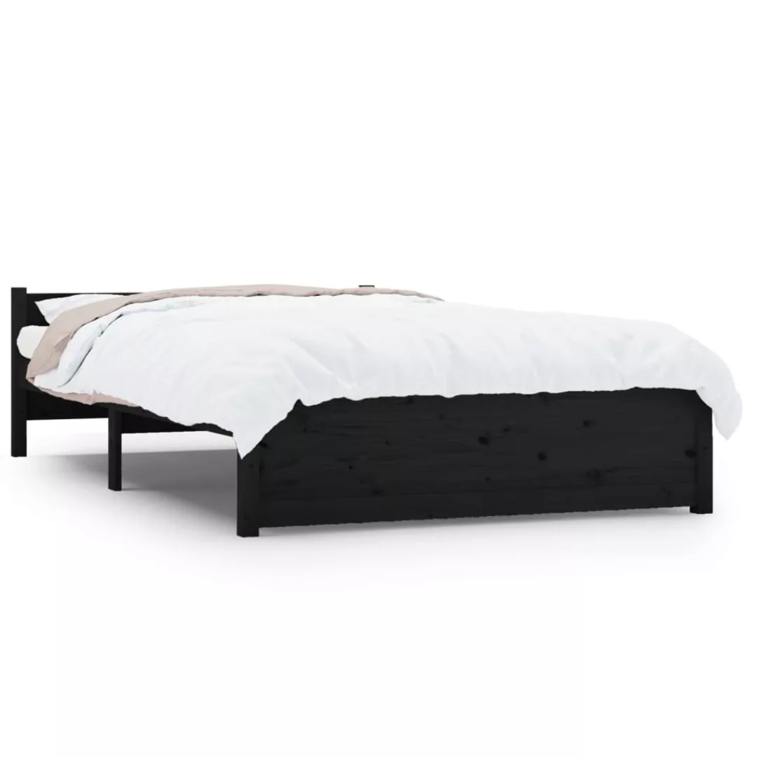 Vidaxl Massivholzbett Schwarz 135x190 Cm 4ft6 Double günstig online kaufen