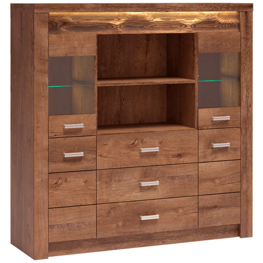 Highboard modern in Esche hell mit LED Beleuchtung INGENIO-161 günstig online kaufen