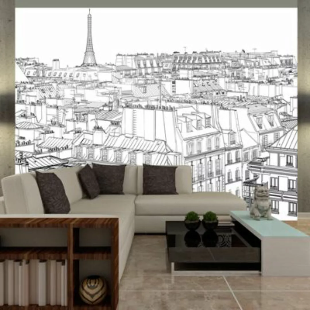 artgeist Fototapete Skizzenbuch eines Parisers schwarz/weiß Gr. 350 x 270 günstig online kaufen