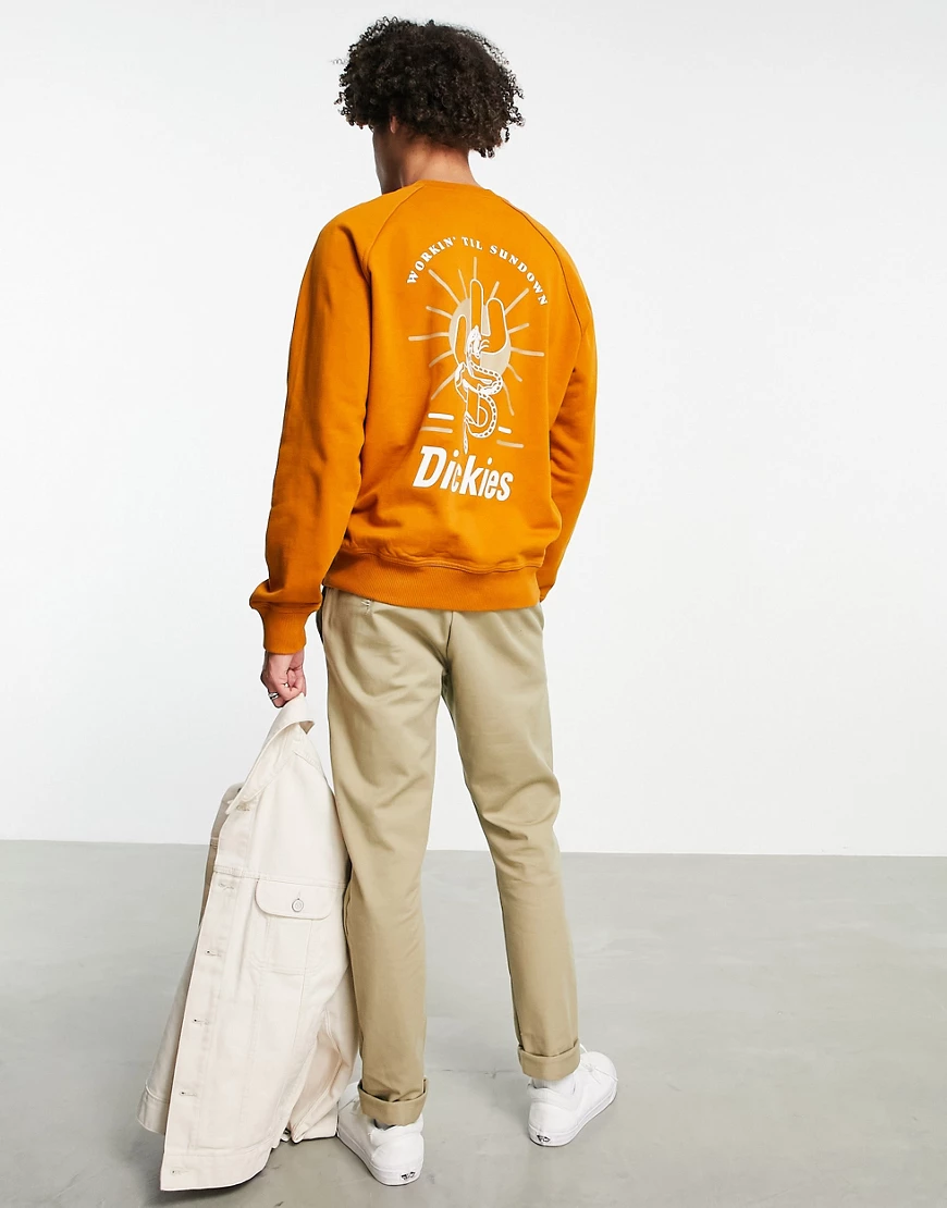 Dickies – Bettles – Sweatshirt in Orange mit Rückenprint günstig online kaufen