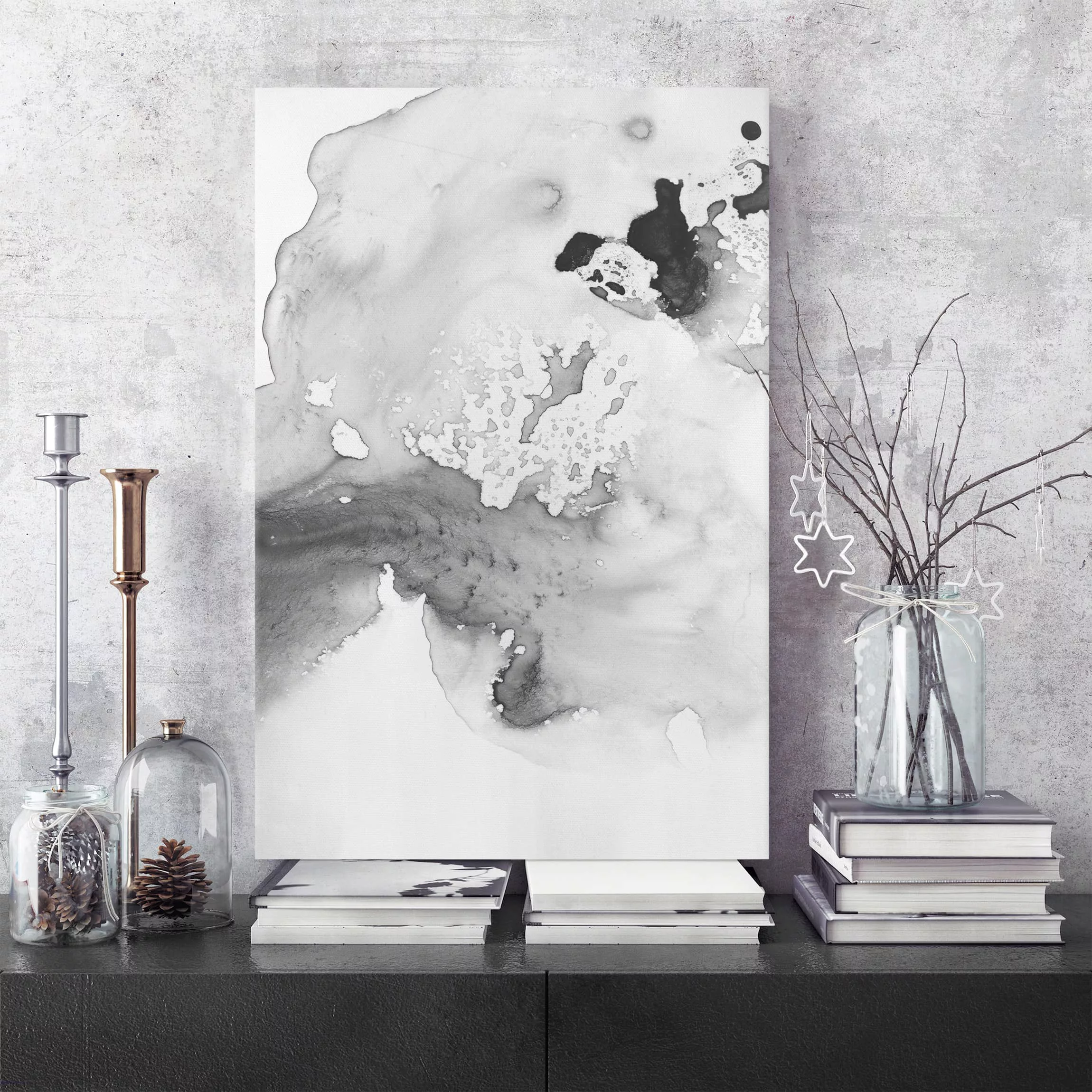 Leinwandbild Abstrakt - Hochformat Dunst und Wasser II günstig online kaufen