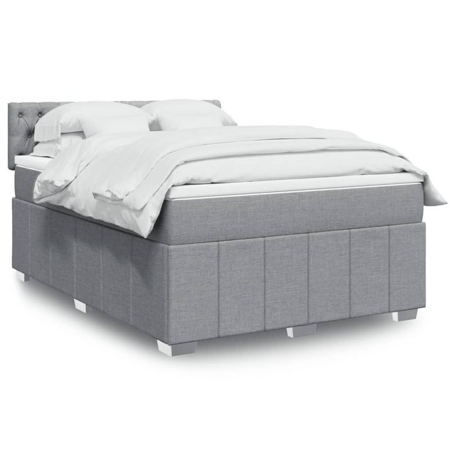 vidaXL Boxspringbett, Boxspringbett mit Matratze Hellgrau 140x190 cm Stoff günstig online kaufen