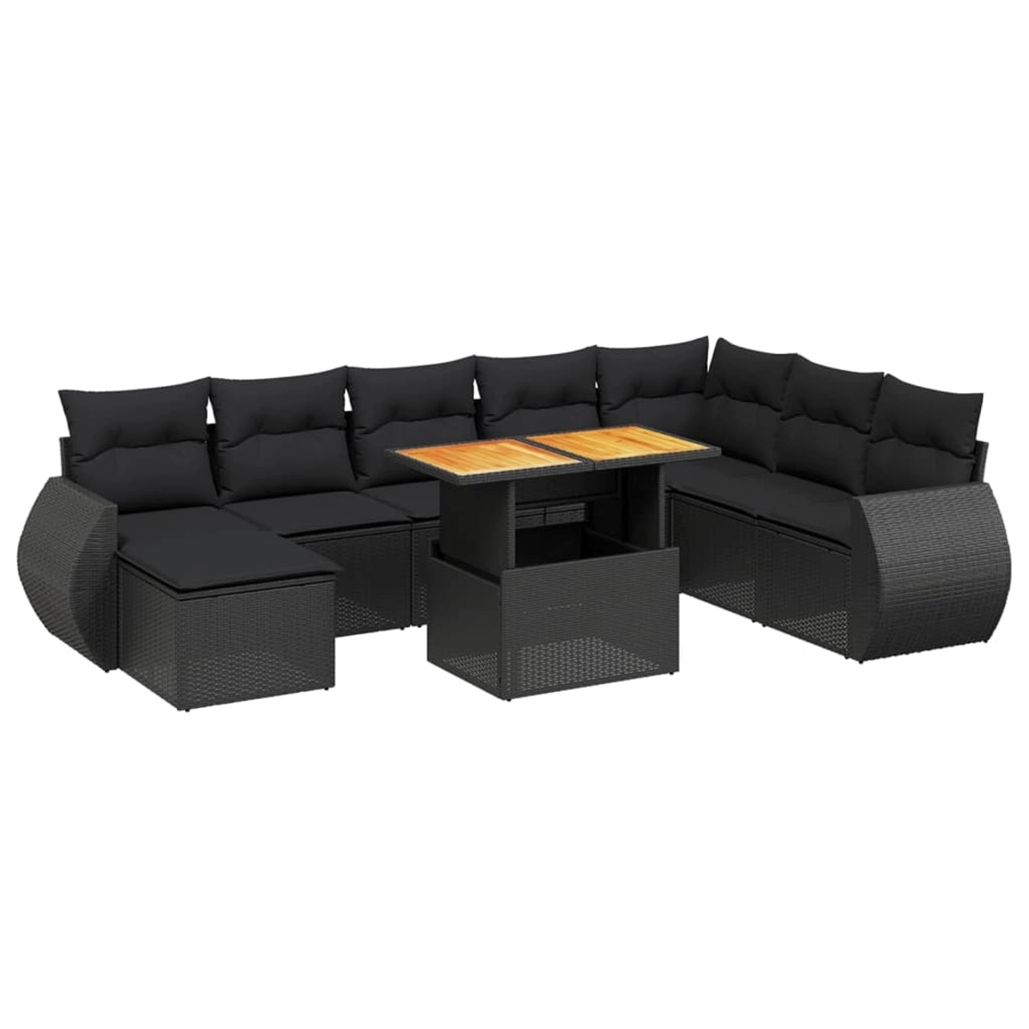 vidaXL 9-Tlg Garten-Sofagarnitur mit Kissen Schwarz Poly Rattan 3272329 günstig online kaufen