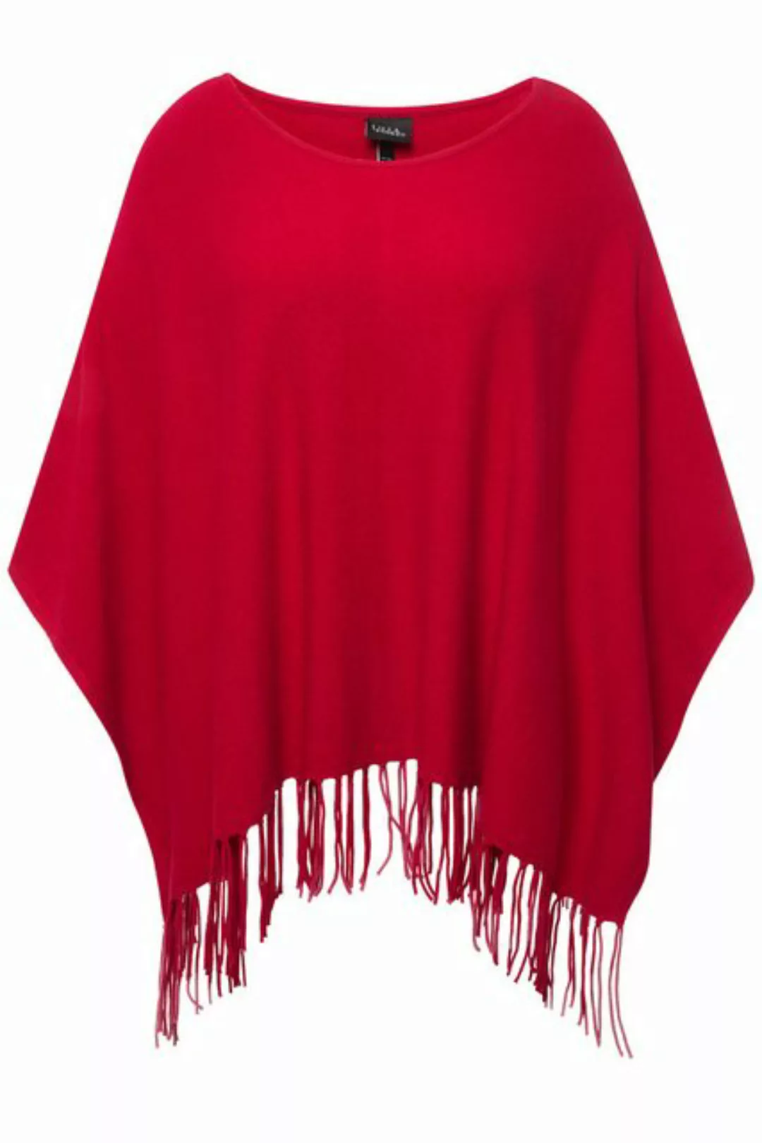 Ulla Popken Pullunder Strickponcho Oversized Fransen U-Boot-Ausschnitt günstig online kaufen