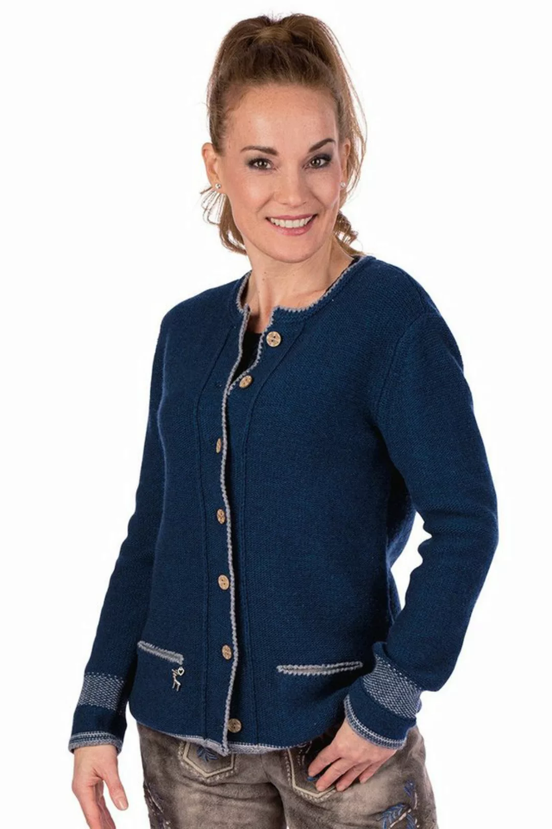 Spieth & Wensky Trachtenstrickjacke Trachten Strickjacke - AURA - dunkelbla günstig online kaufen