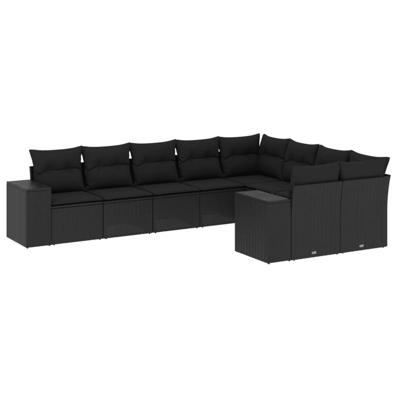 vidaXL 9-Tlg Garten-Sofagarnitur mit Kissen Schwarz Poly Rattan 3223034 günstig online kaufen