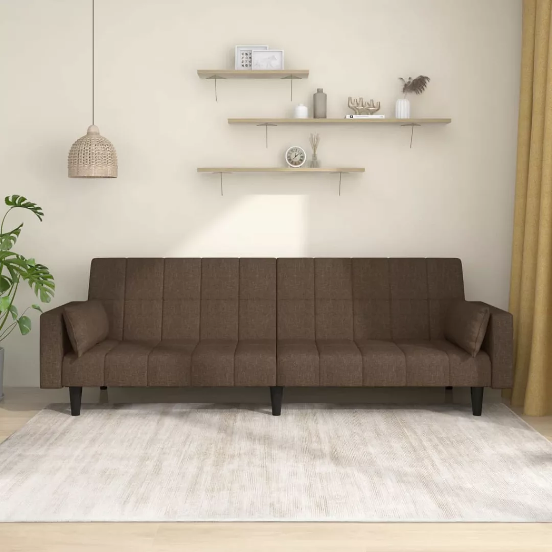 Vidaxl Schlafsofa 2-sitzer Mit 2 Kissen Braun Stoff günstig online kaufen