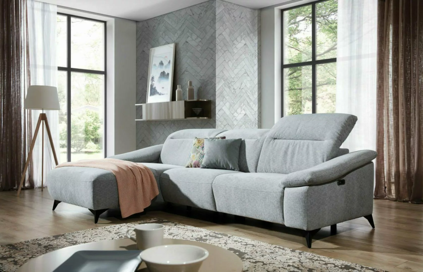 JVmoebel Ecksofa Luxus Graue Multifunktions Couch Verstellbar Modernes Sofa günstig online kaufen