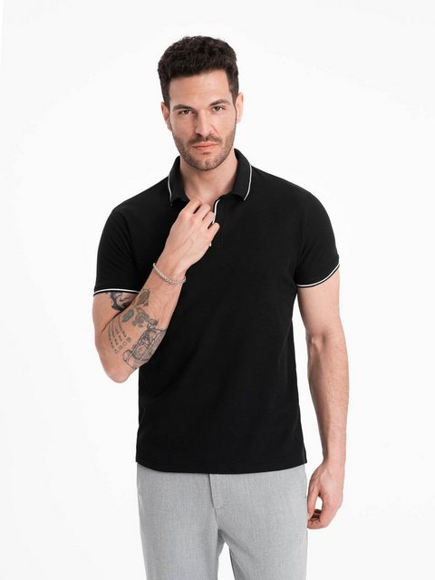 OMBRE Poloshirt Poloshirt aus Piqué-Strick für Herren ohne Knöpfe günstig online kaufen