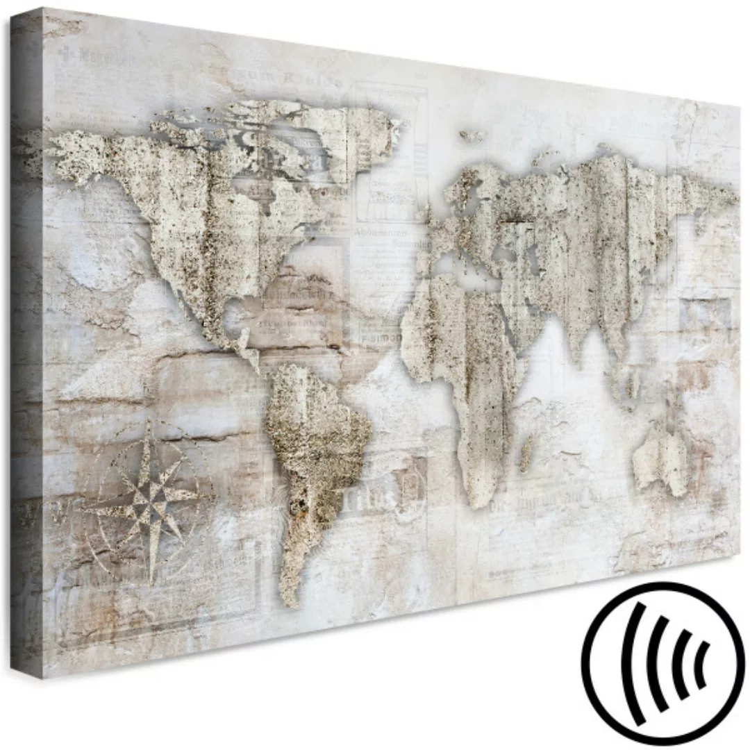 Wandbild Helle Welt - konturierte Weltkarte in Beige-Ton auf hellem Hinterg günstig online kaufen
