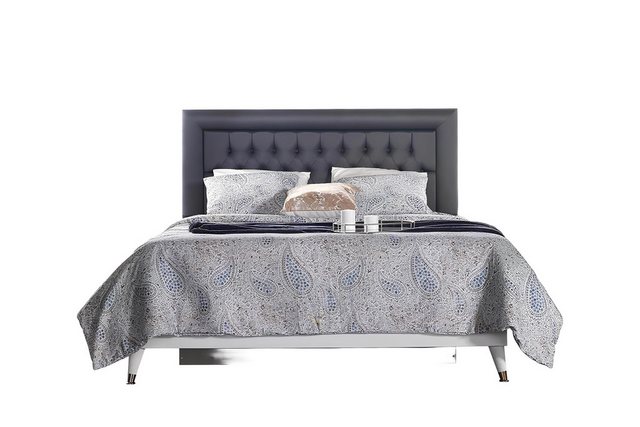 Xlmoebel Bett Chesterfield Doppelbett mit Stauraum in Grau gepolstert. (Bet günstig online kaufen