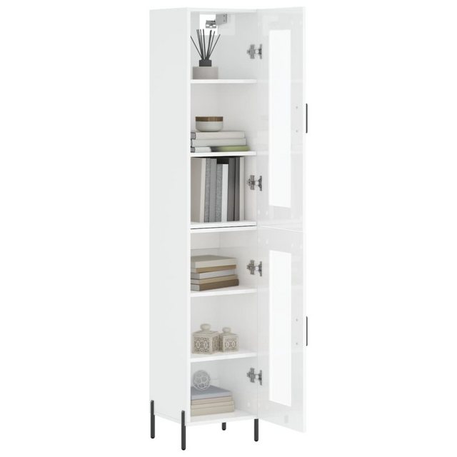 vidaXL Vitrine Highboard Hochglanz-Weiß 34,5x34x180 cm Spanplatte Glas Vitr günstig online kaufen