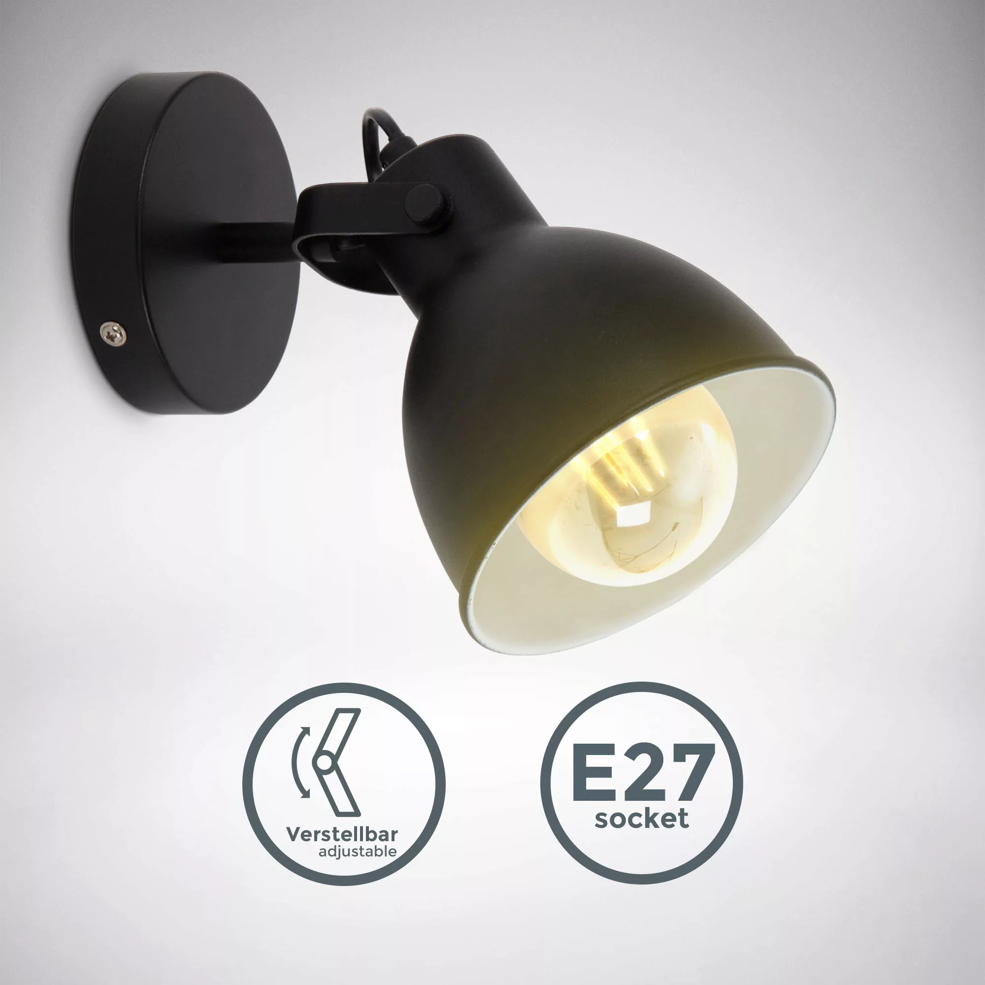B.K.Licht LED Wandlampe Spot Retro Industrial Design Vintage Wandleuchte ma günstig online kaufen
