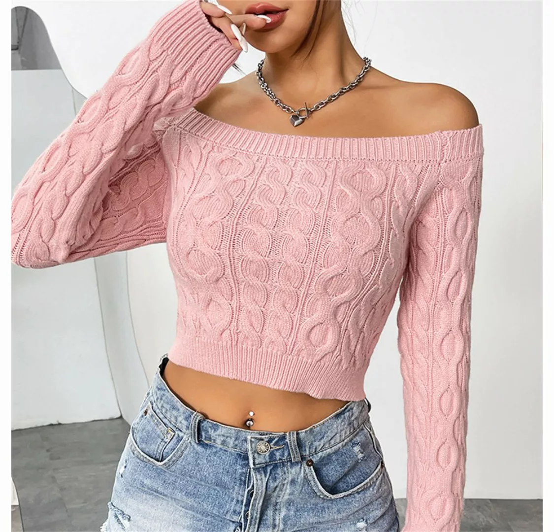 RUZU UG Strickpullover Sexy kurzes Oberteil und schmaler Pullover für Damen günstig online kaufen