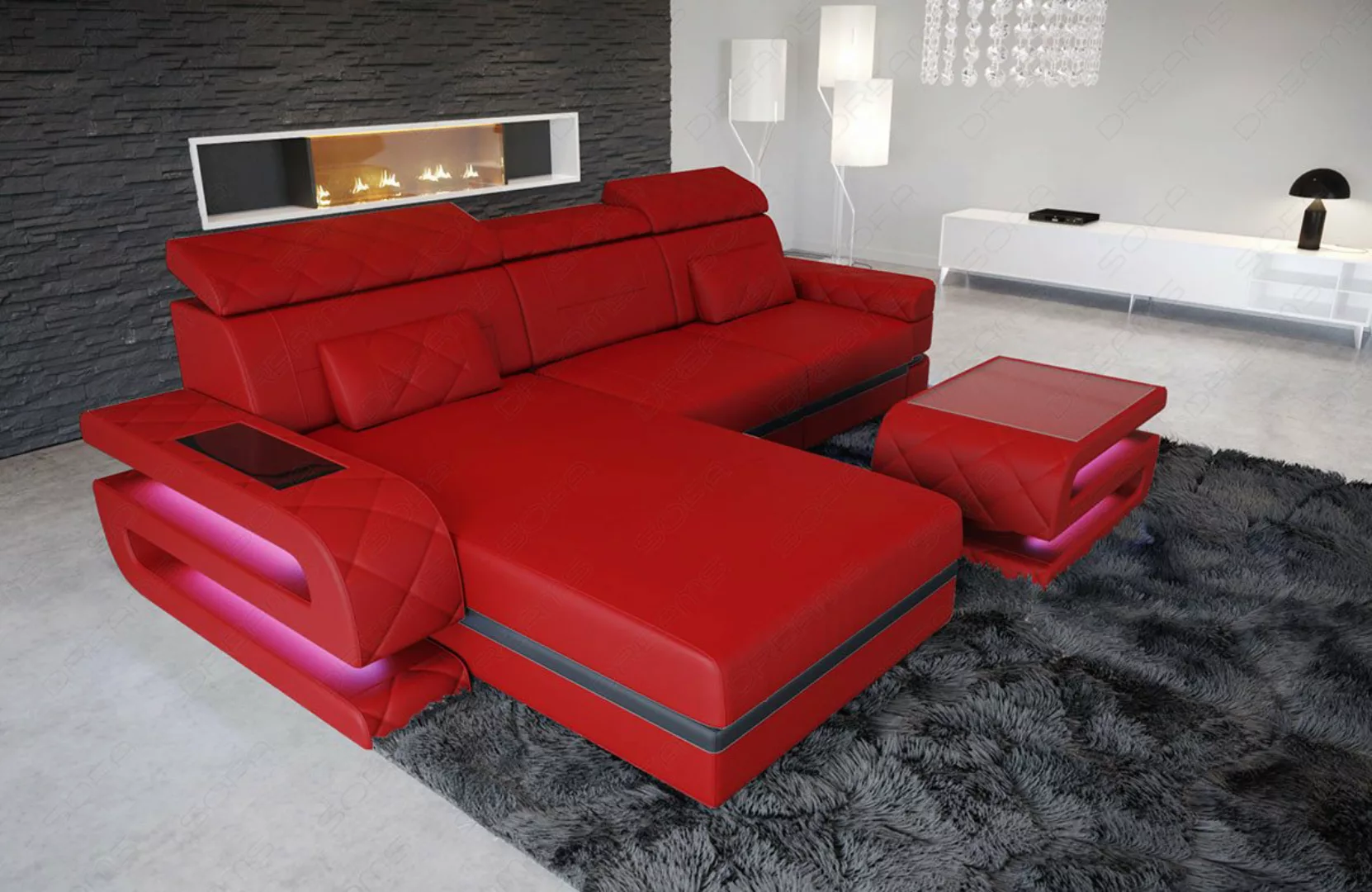 Sofa Dreams Ecksofa Ledersofa Bologna L Form Mini, Designersofa, Sofa mit L günstig online kaufen