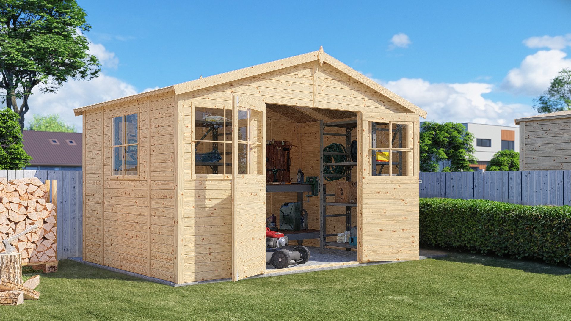 BERTILO Gartenhaus "Workshop 1 naturbelassen", Großes Gartenhaus aus exakt günstig online kaufen