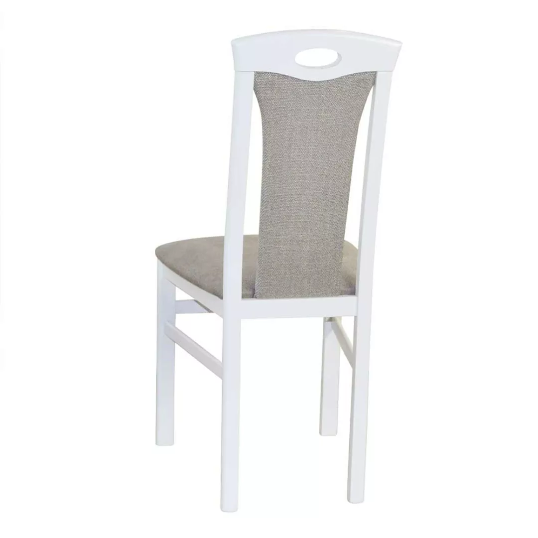2 Esszimmer Stühle in Weiß Bezug Hellgrau (2er Set) günstig online kaufen