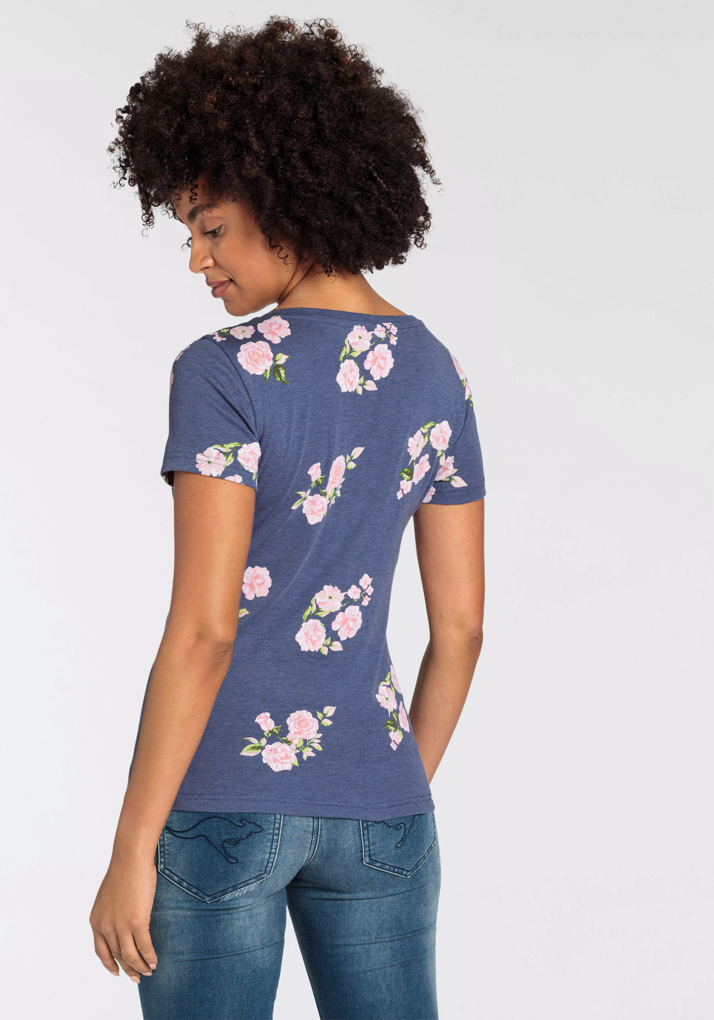 KangaROOS Kurzarmshirt mit Blumendruck und Logoprint -NEUE-KOLLEKTION günstig online kaufen