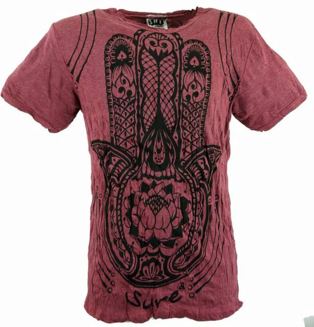 Guru-Shop T-Shirt Sure Herren T-Shirt Fatimas Hand - bordeaux alternative B günstig online kaufen