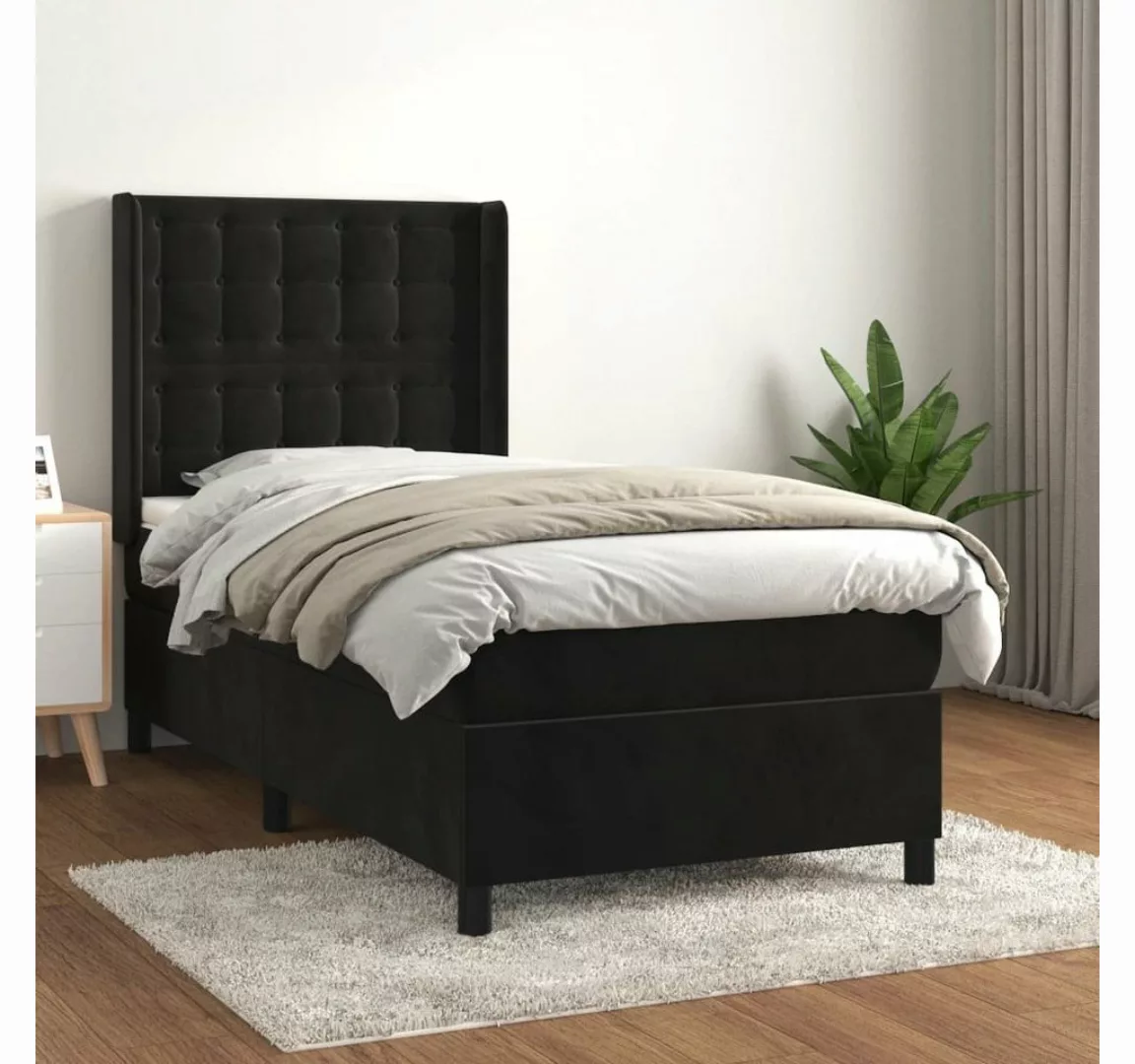 furnicato Bett Boxspringbett mit Matratze Schwarz 80x200 cm Samt günstig online kaufen