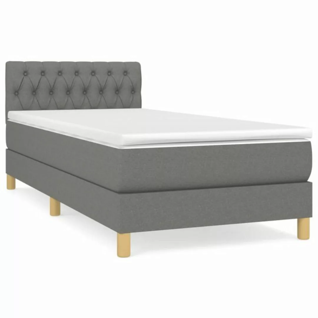 vidaXL Bettgestell Boxspringbett mit Matratze Dunkelgrau 90x200 cm Stoff Be günstig online kaufen