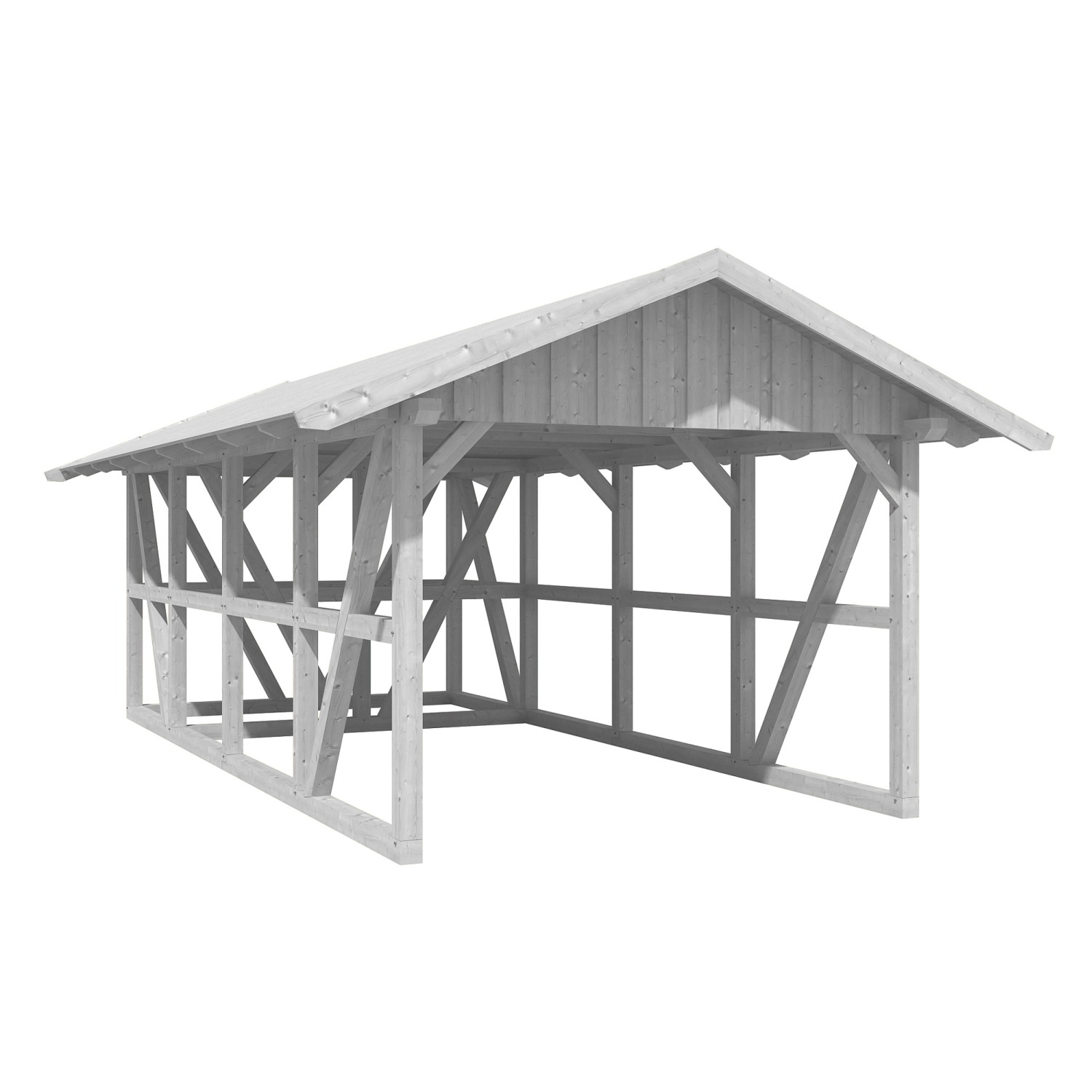 Skan Holz Carport Schwarzwald m. Dachschalung u. Abstellr. 424 x 772 cm Wei günstig online kaufen