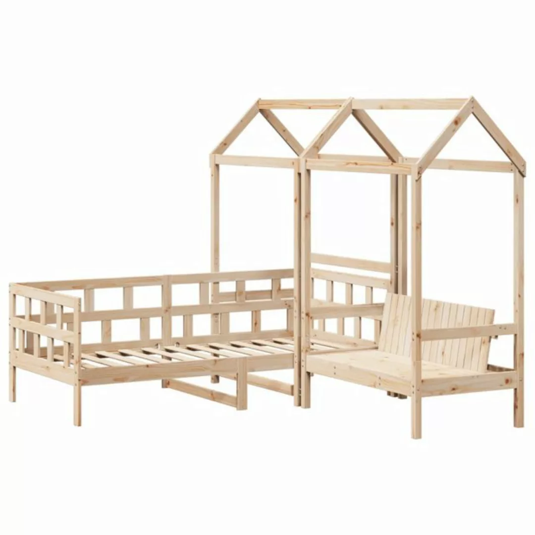 vidaXL Bett Tagesbett Set mit Dach 90x200 cm Massivholz Kiefer günstig online kaufen