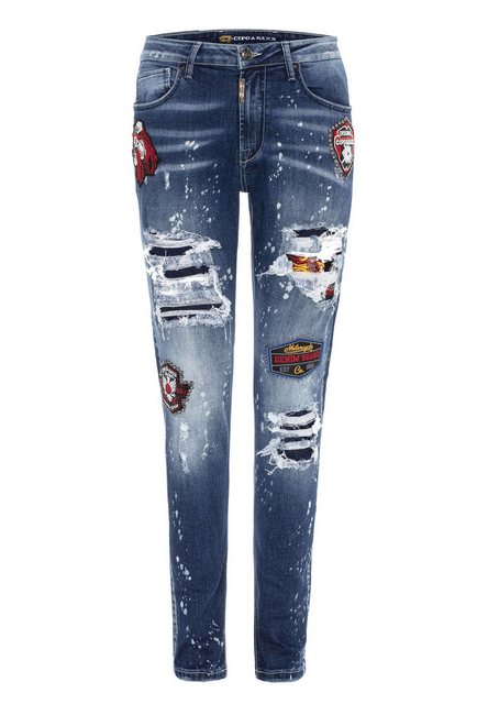 Cipo & Baxx Straight-Jeans DENIM bequeme Jeans im angesagten Patchwork-Styl günstig online kaufen