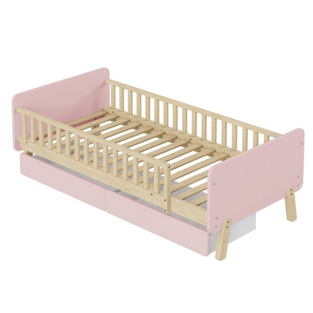 WISHDOR Kinderbett Einzelbett mit 2 Schubladen (Holzbett aus Massivholz mit günstig online kaufen