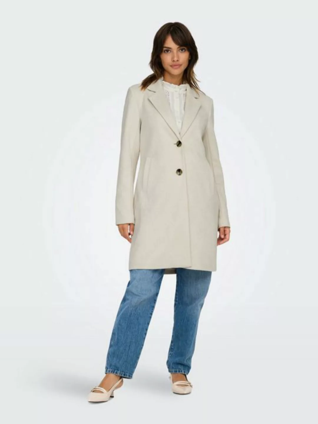 ONLY Langmantel Elegante Coat Jacke mit Reverskragen und Wildleder Look ONL günstig online kaufen