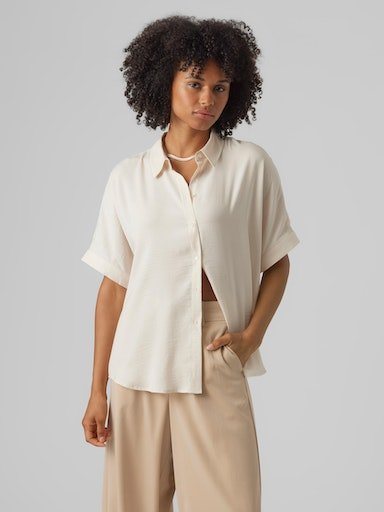 Vero Moda Kurzarmbluse "VMKATRINE S/S OVERSIZED SHIRT WVN NOOS" günstig online kaufen