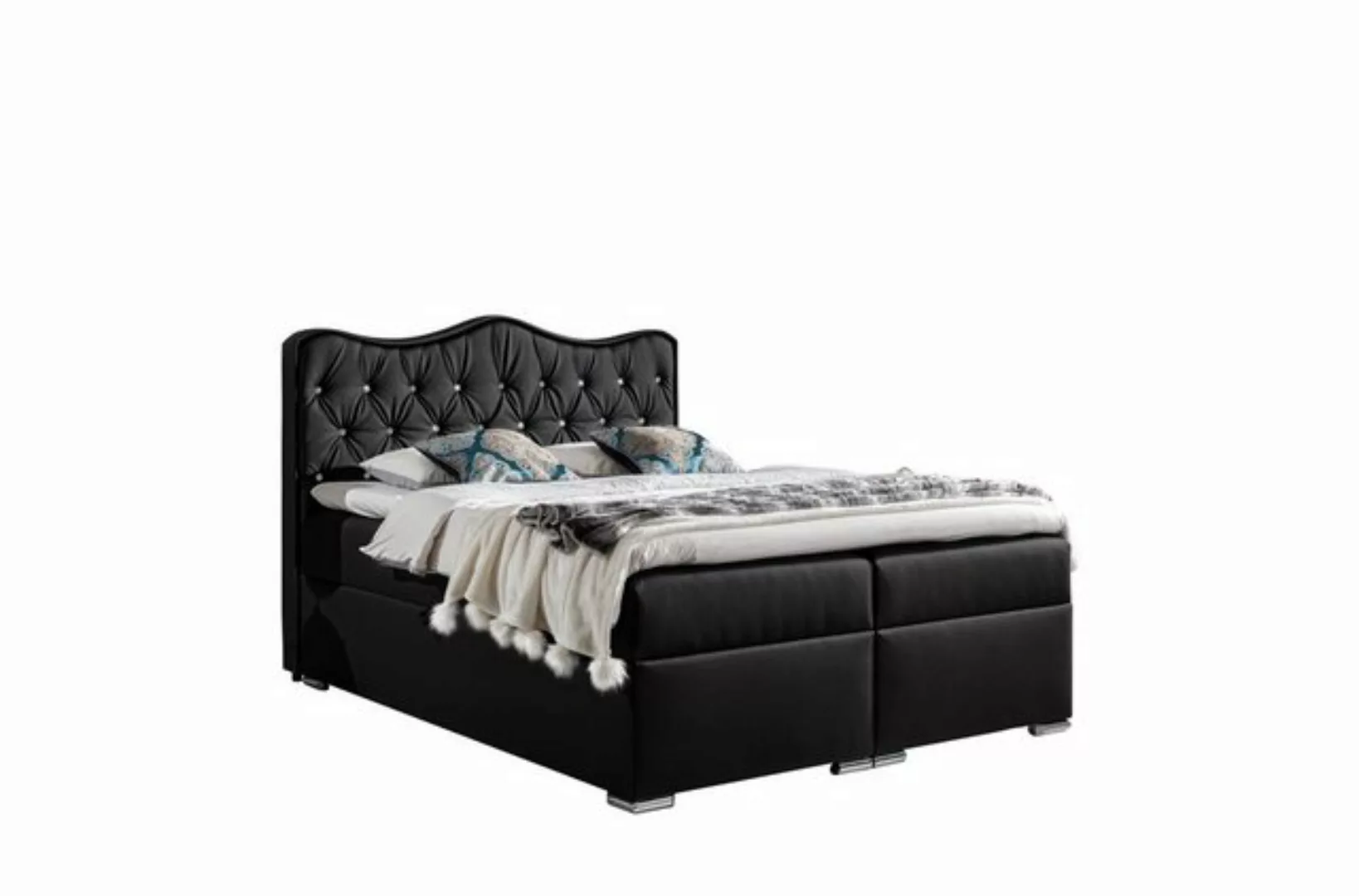 Furnix Boxspringbett TANSEL 120x200 Bett mit Topper und Bettkasten Ökoleder günstig online kaufen