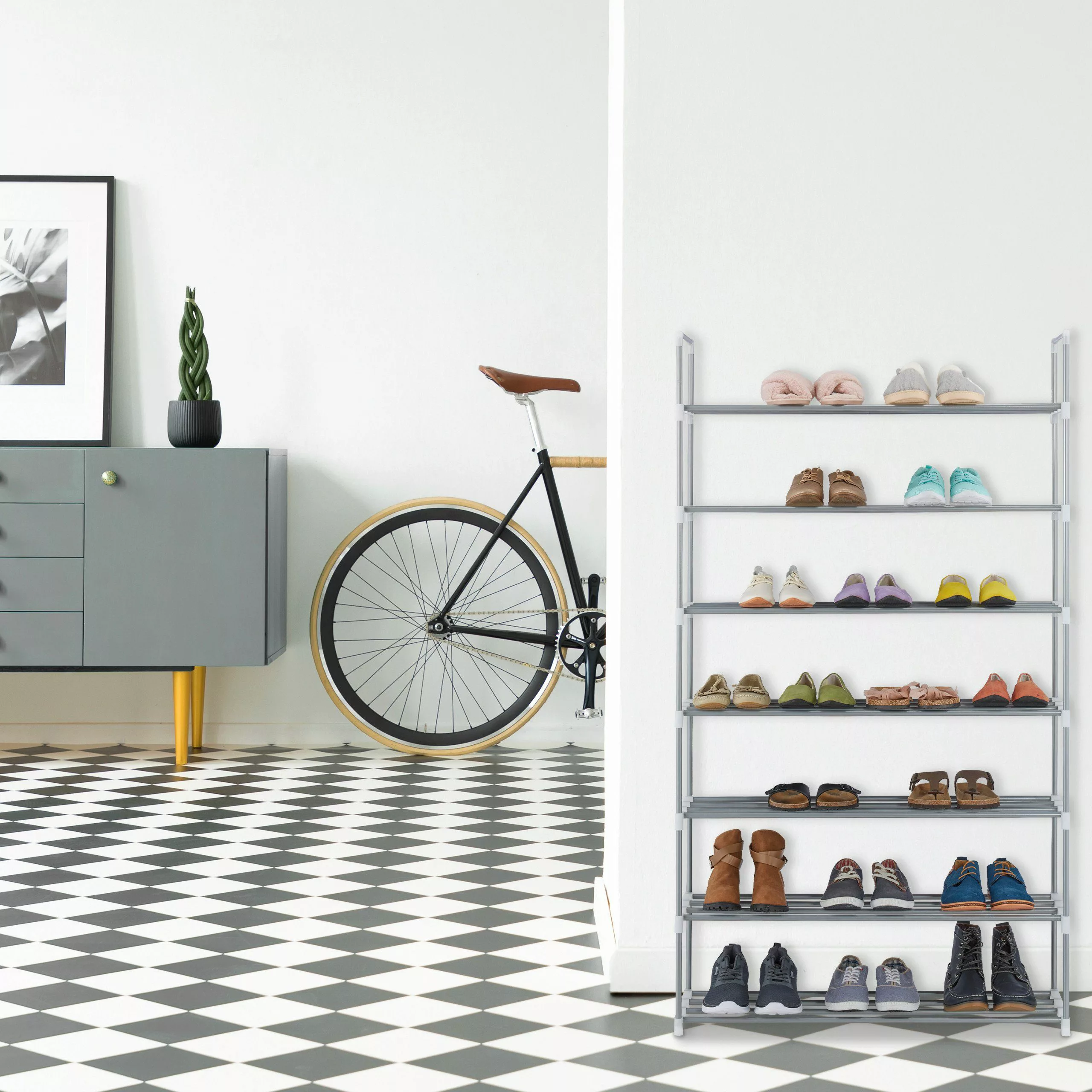 relaxdays Schuhregal Metall silb, 7 günstig online kaufen