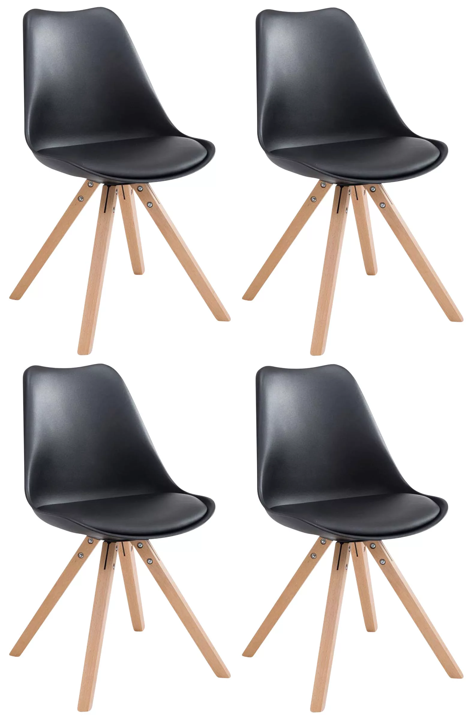 4er Set Stühle Toulouse Kunstleder Natura Square Schwarz günstig online kaufen