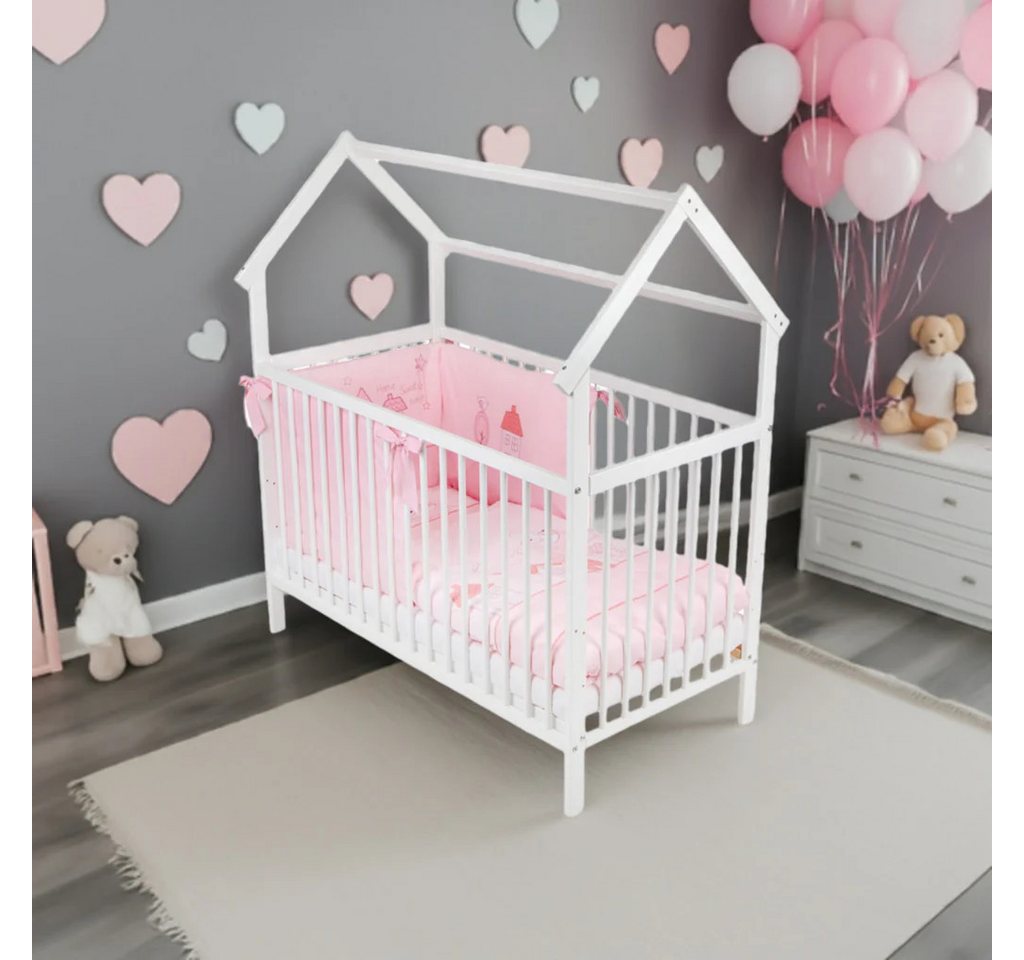 Babyhafen Kinderbett Kinderbett Home Sweet Rosa 60x120 Bio Bettset komplett günstig online kaufen