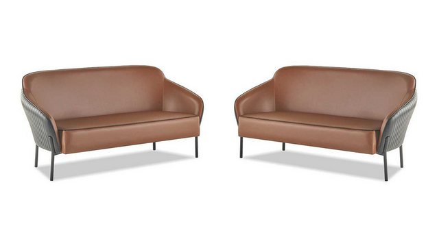 JVmoebel 2-Sitzer Sofa-Set 2-Sitzer Sofas Braun Schwarz Modern Ledersofas E günstig online kaufen