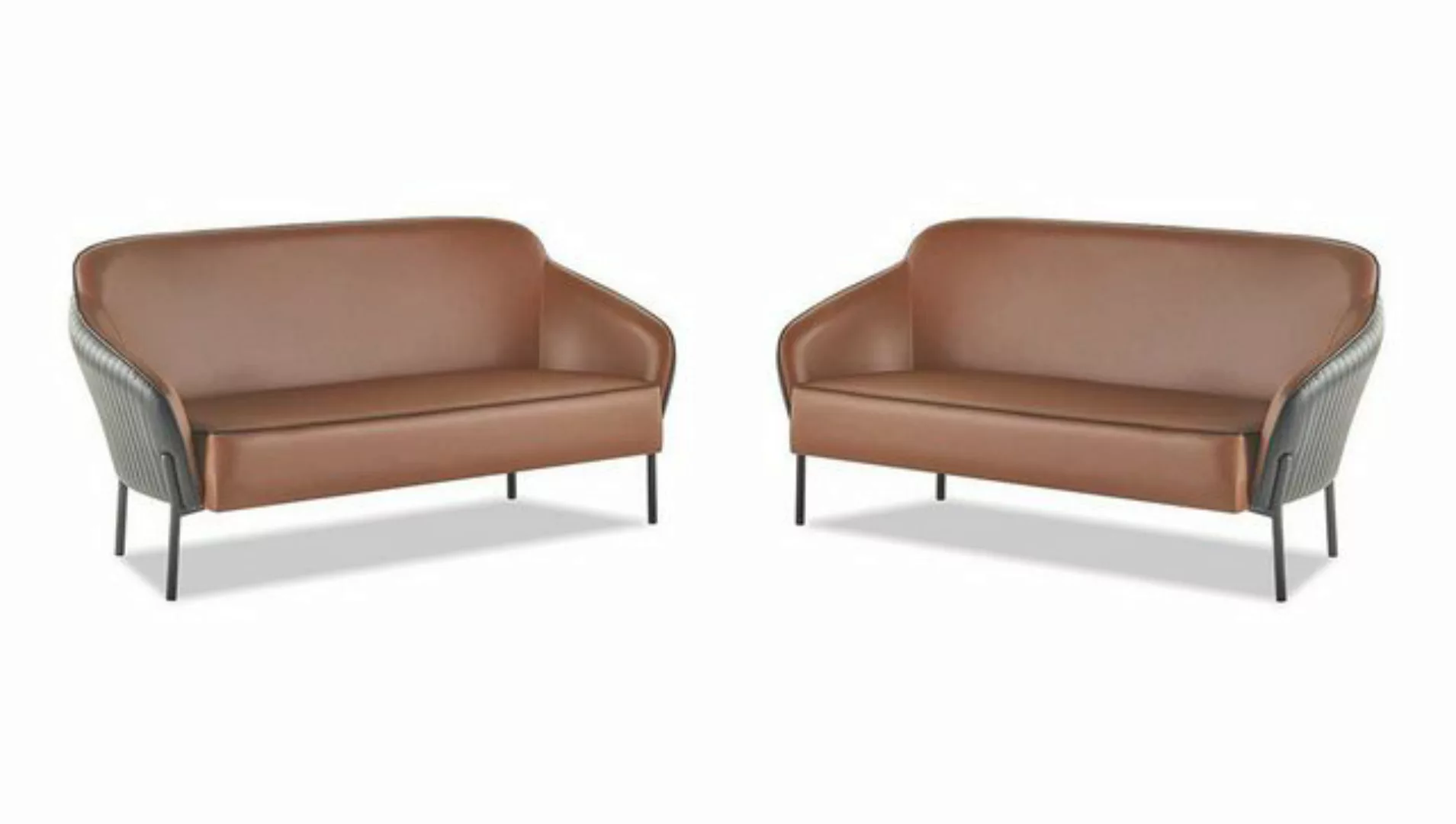 JVmoebel 2-Sitzer Sofa-Set 2-Sitzer Sofas Braun Schwarz Modern Ledersofas E günstig online kaufen