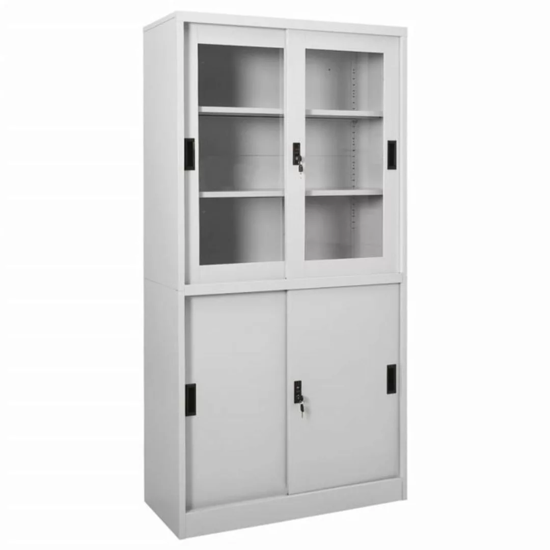 vidaXL Kleiderschrank Büroschrank mit Schiebetür Hellgrau 90x40x180 cm Stah günstig online kaufen