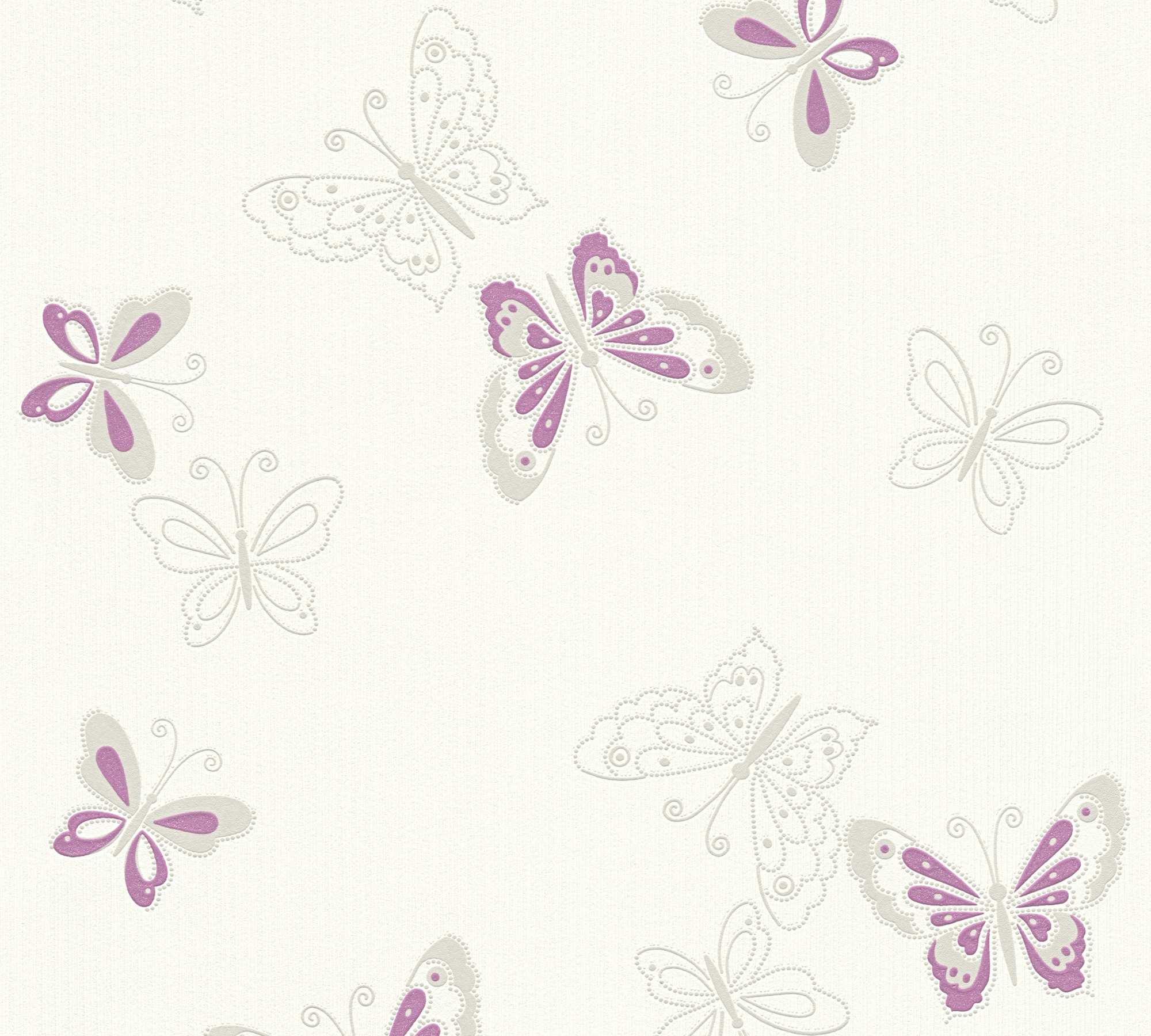 Bricoflor Glitzer Tapete in Lila Weiß Silber Schmetterling Vliestapete für günstig online kaufen