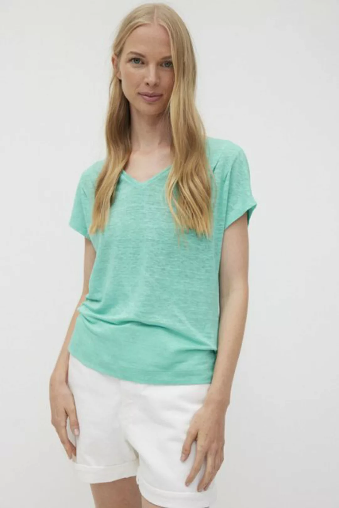 THE FASHION PEOPLE T-Shirt Linen T-Shirt V-Neck günstig online kaufen
