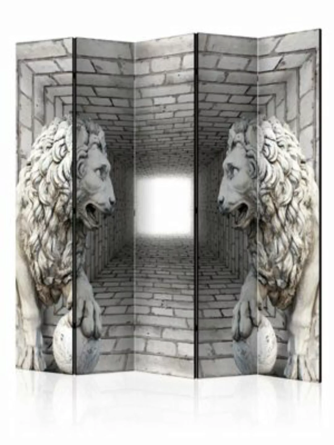 artgeist Paravent Stone Lions II [Room Dividers] grau Gr. 225 x 172 günstig online kaufen