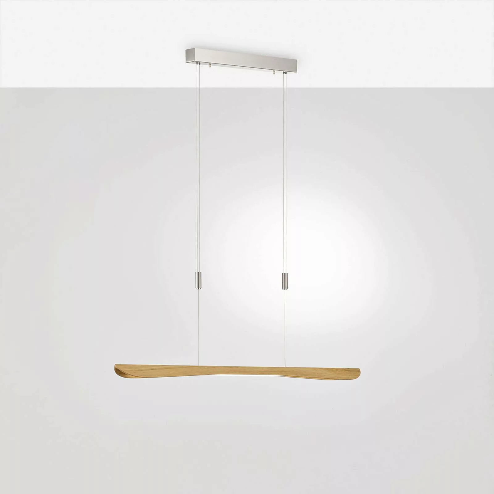 Quitani LED-Pendellampe Hiba, eiche natur, Länge 118 cm günstig online kaufen
