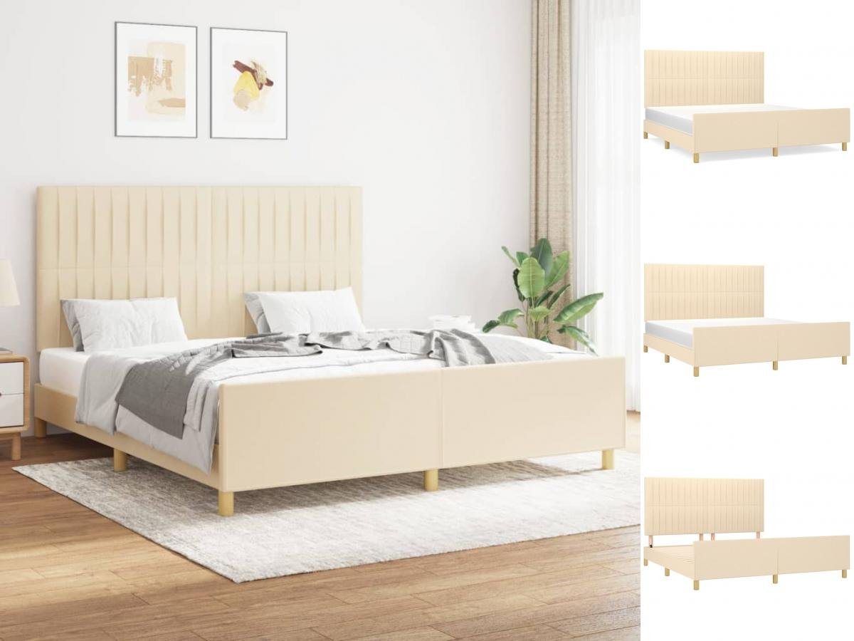 vidaXL Bettgestell Bettrahmen mit Kopfteil Creme 160x200 cm Stoff Bett Bett günstig online kaufen