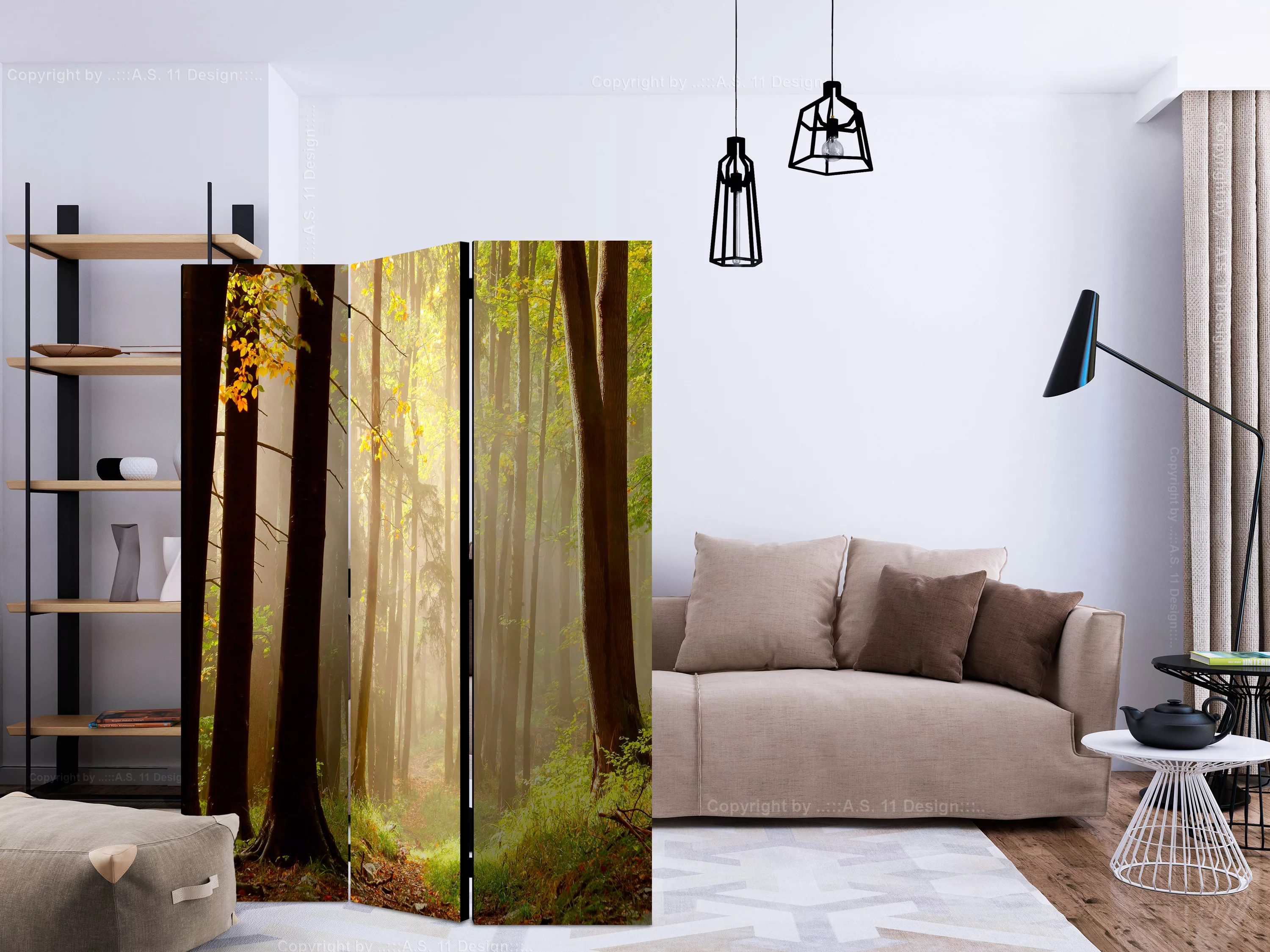 3-teiliges Paravent - Mysterious Forest Path [room Dividers] günstig online kaufen